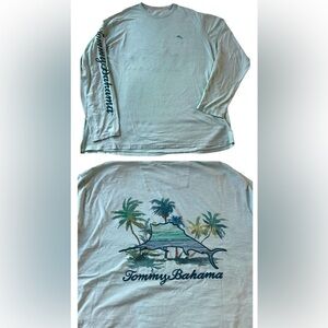 Tommy Bahama Marlin Mirage Lux Long Sleeve Organic Cotton T-Shirt Aqua 2XLT